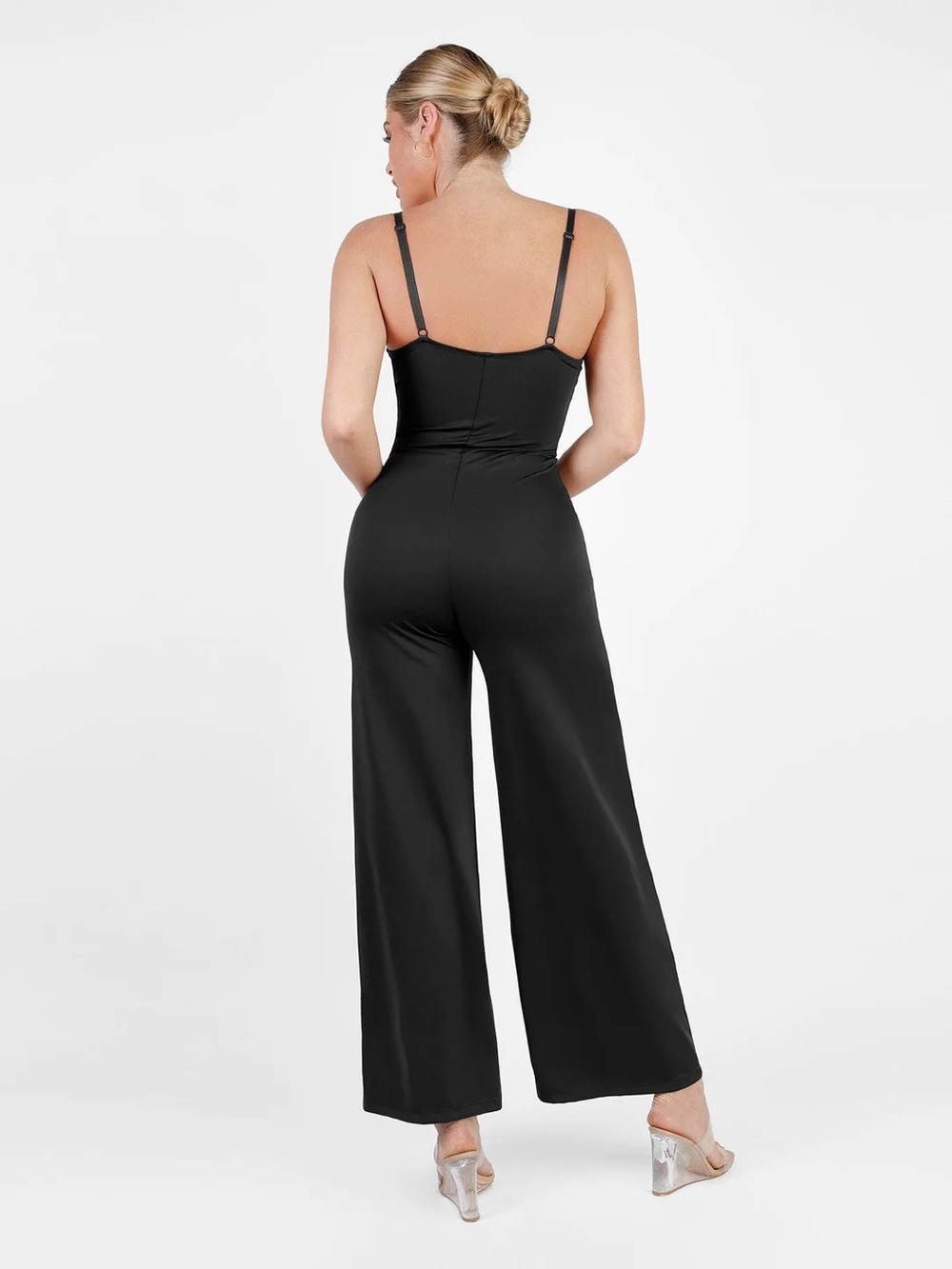Popilush lace deep V-neck shapewear wide leg jumpsuit - Picture 10 of 10